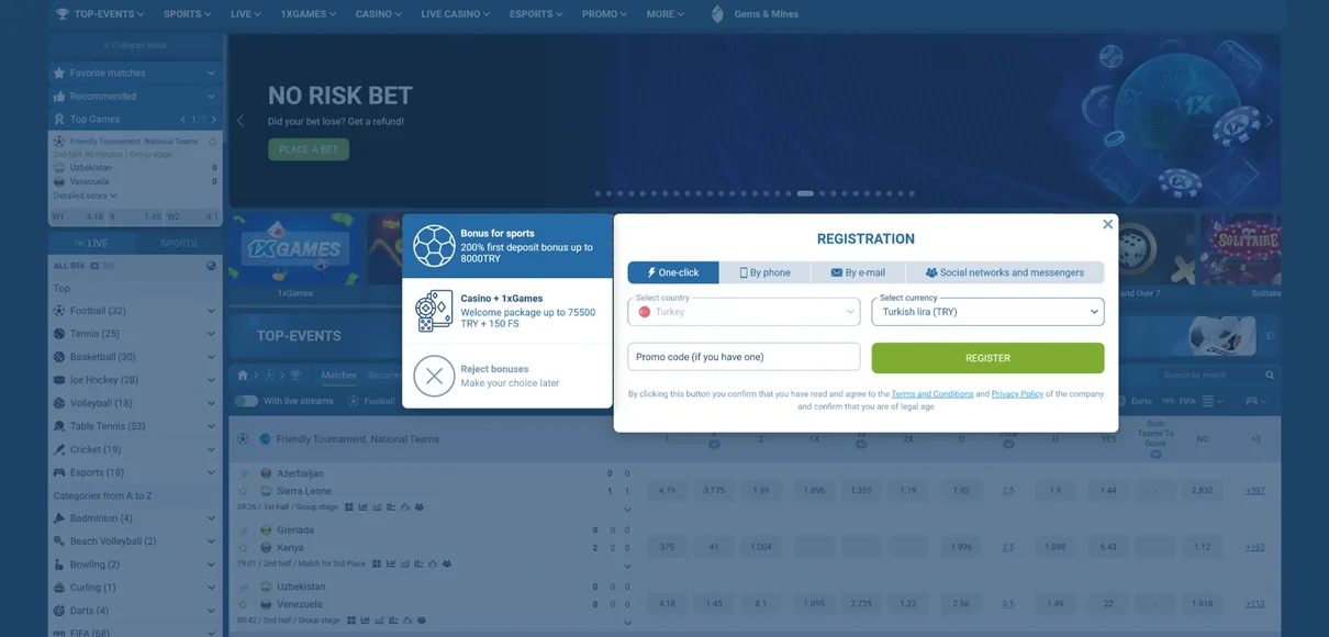 1xbet registration